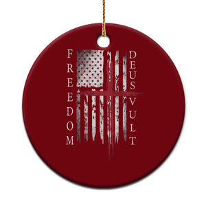 Deus Vult Freedom Catholic Knight Templar American Flag Ceramic Ornament