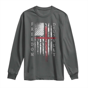 Deus Vult Freedom Catholic Knight Templar American Flag Long Sleeve Shirt