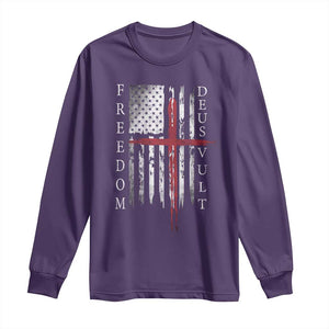 Deus Vult Freedom Catholic Knight Templar American Flag Long Sleeve Shirt
