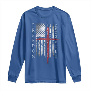 Deus Vult Freedom Catholic Knight Templar American Flag Long Sleeve Shirt