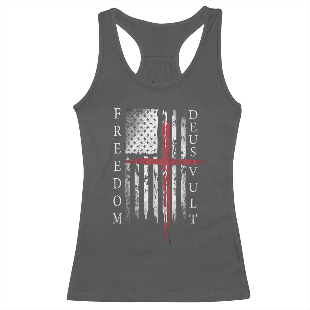 Deus Vult Freedom Catholic Knight Templar American Flag Racerback Tank Top
