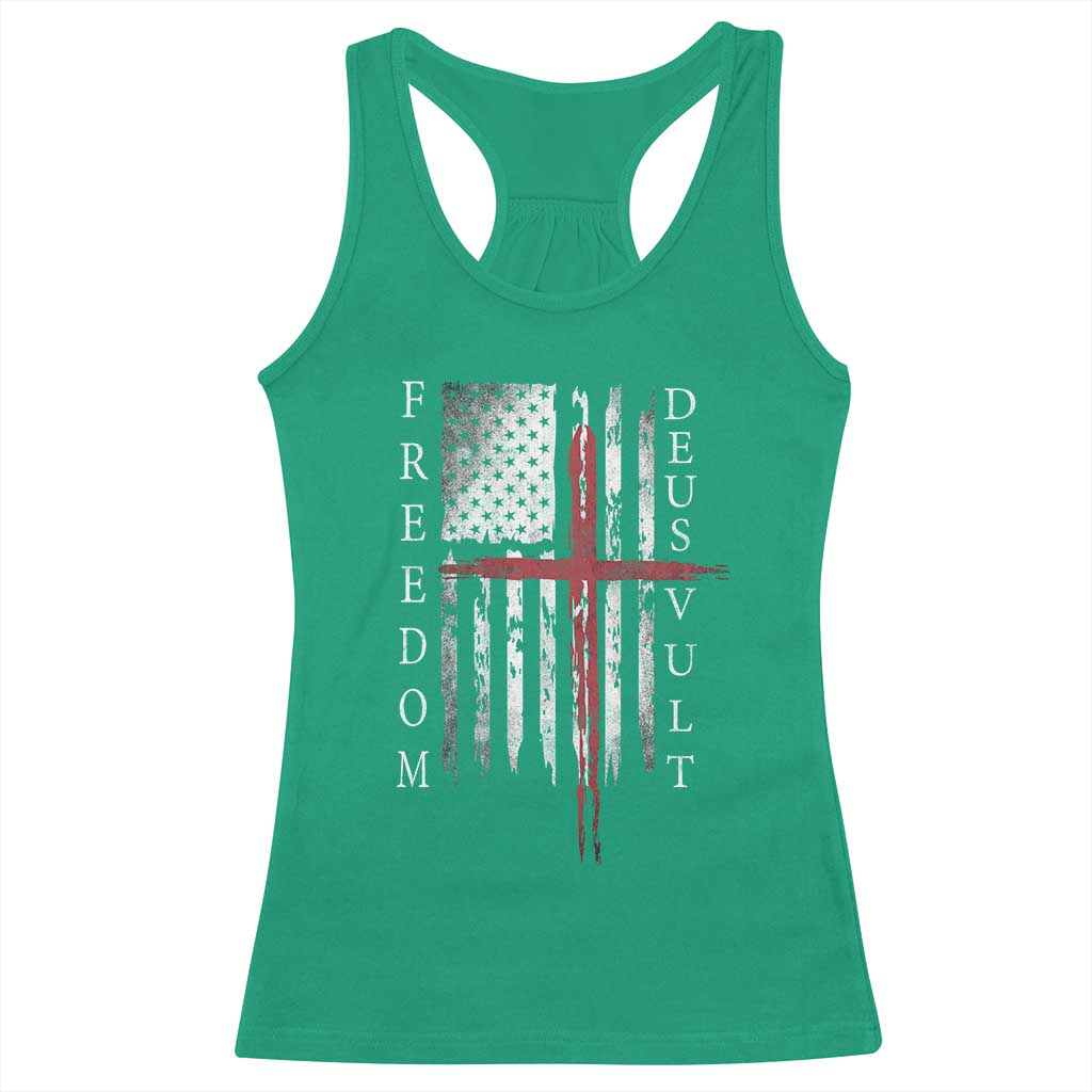 Deus Vult Freedom Catholic Knight Templar American Flag Racerback Tank Top