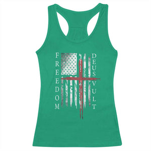 Deus Vult Freedom Catholic Knight Templar American Flag Racerback Tank Top