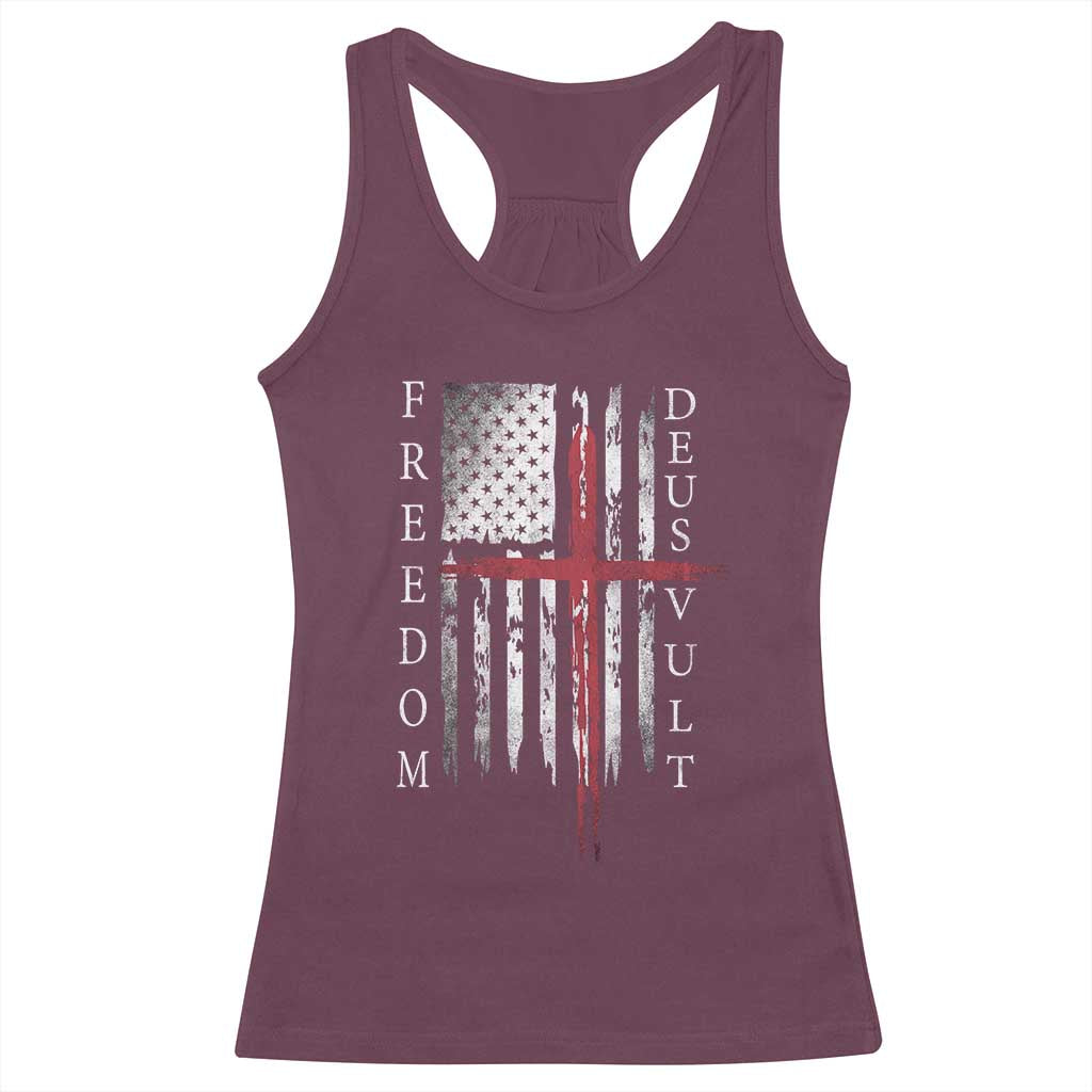 Deus Vult Freedom Catholic Knight Templar American Flag Racerback Tank Top