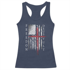 Deus Vult Freedom Catholic Knight Templar American Flag Racerback Tank Top