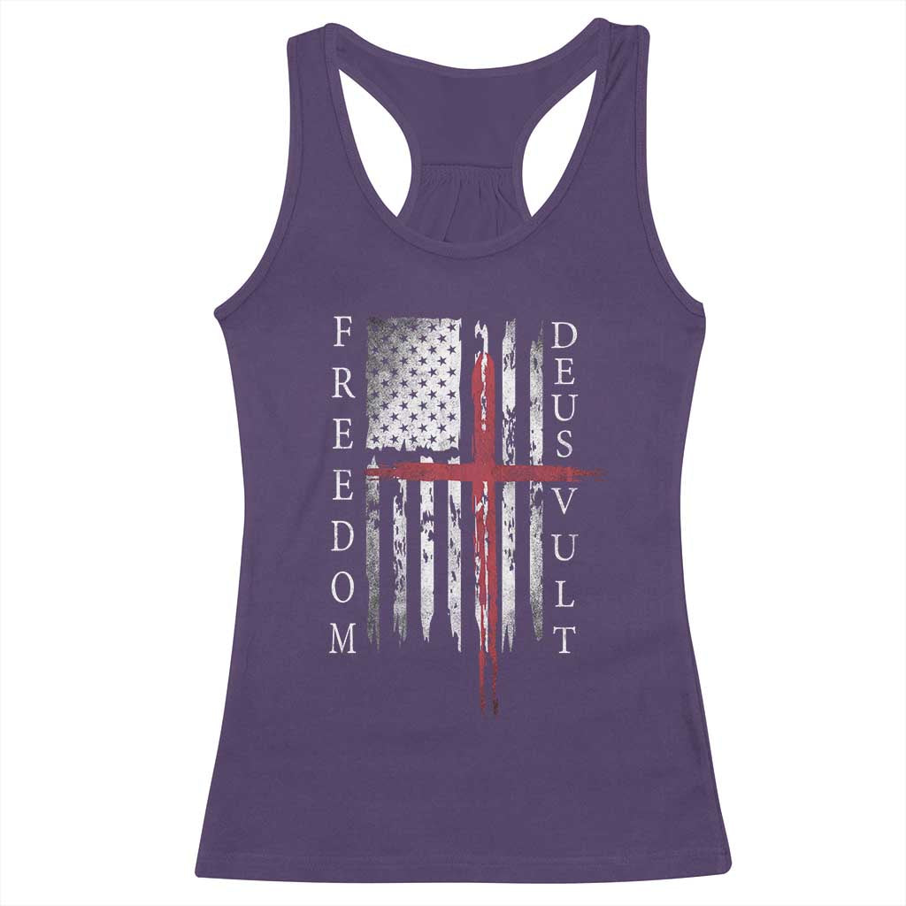 Deus Vult Freedom Catholic Knight Templar American Flag Racerback Tank Top
