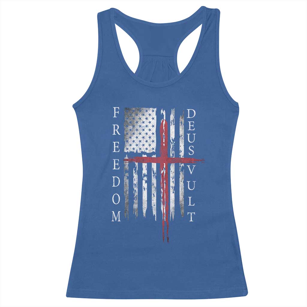 Deus Vult Freedom Catholic Knight Templar American Flag Racerback Tank Top