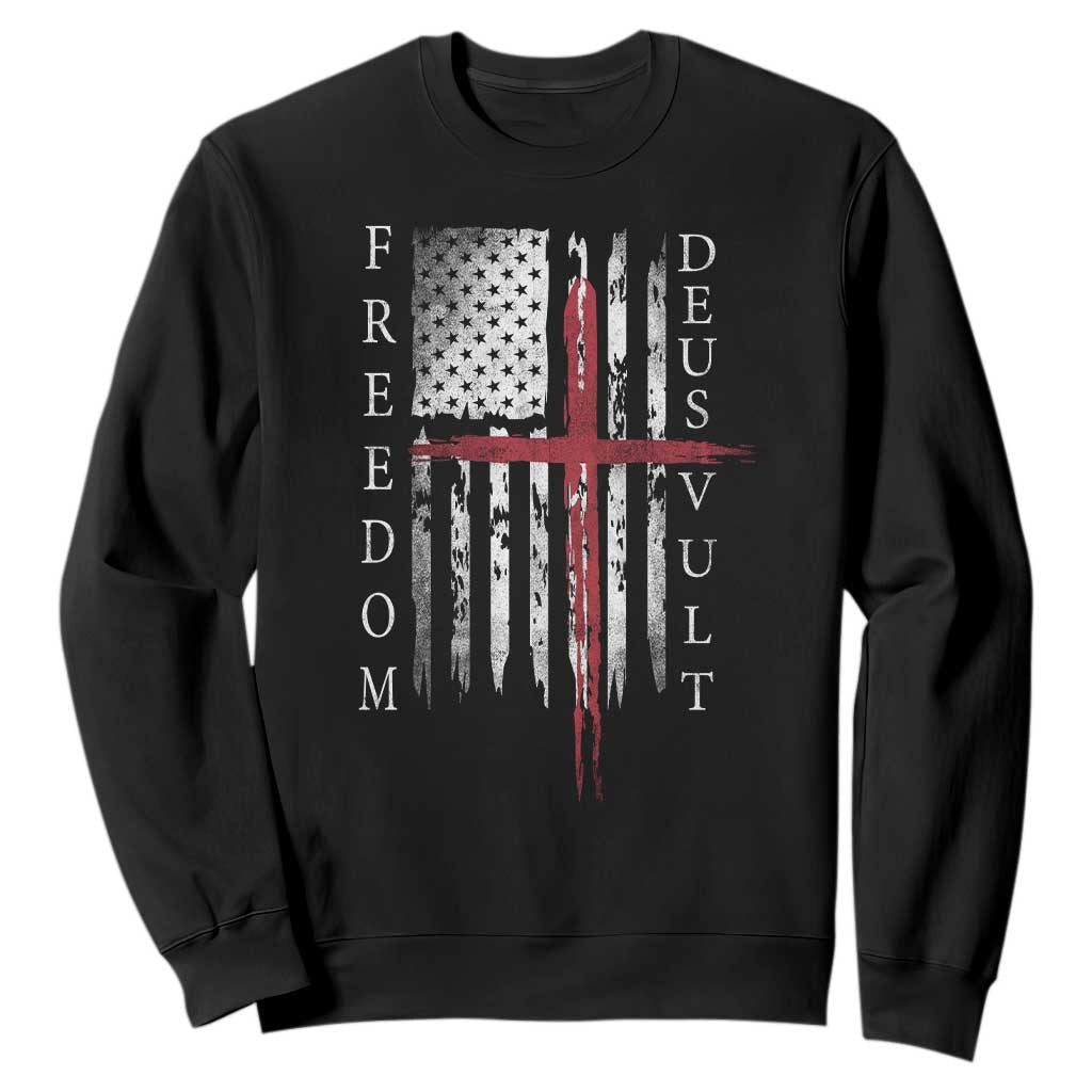 Deus Vult Freedom Catholic Knight Templar American Flag Sweatshirt