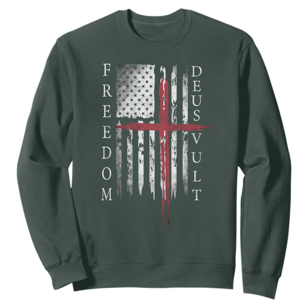 Deus Vult Freedom Catholic Knight Templar American Flag Sweatshirt
