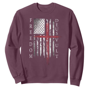 Deus Vult Freedom Catholic Knight Templar American Flag Sweatshirt