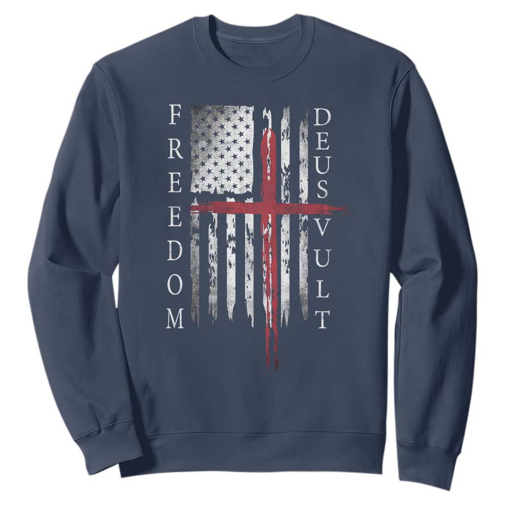 Deus Vult Freedom Catholic Knight Templar American Flag Sweatshirt