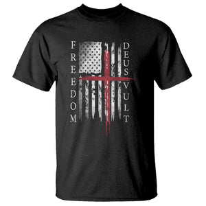 Deus Vult Freedom Catholic Knight Templar American Flag T Shirt
