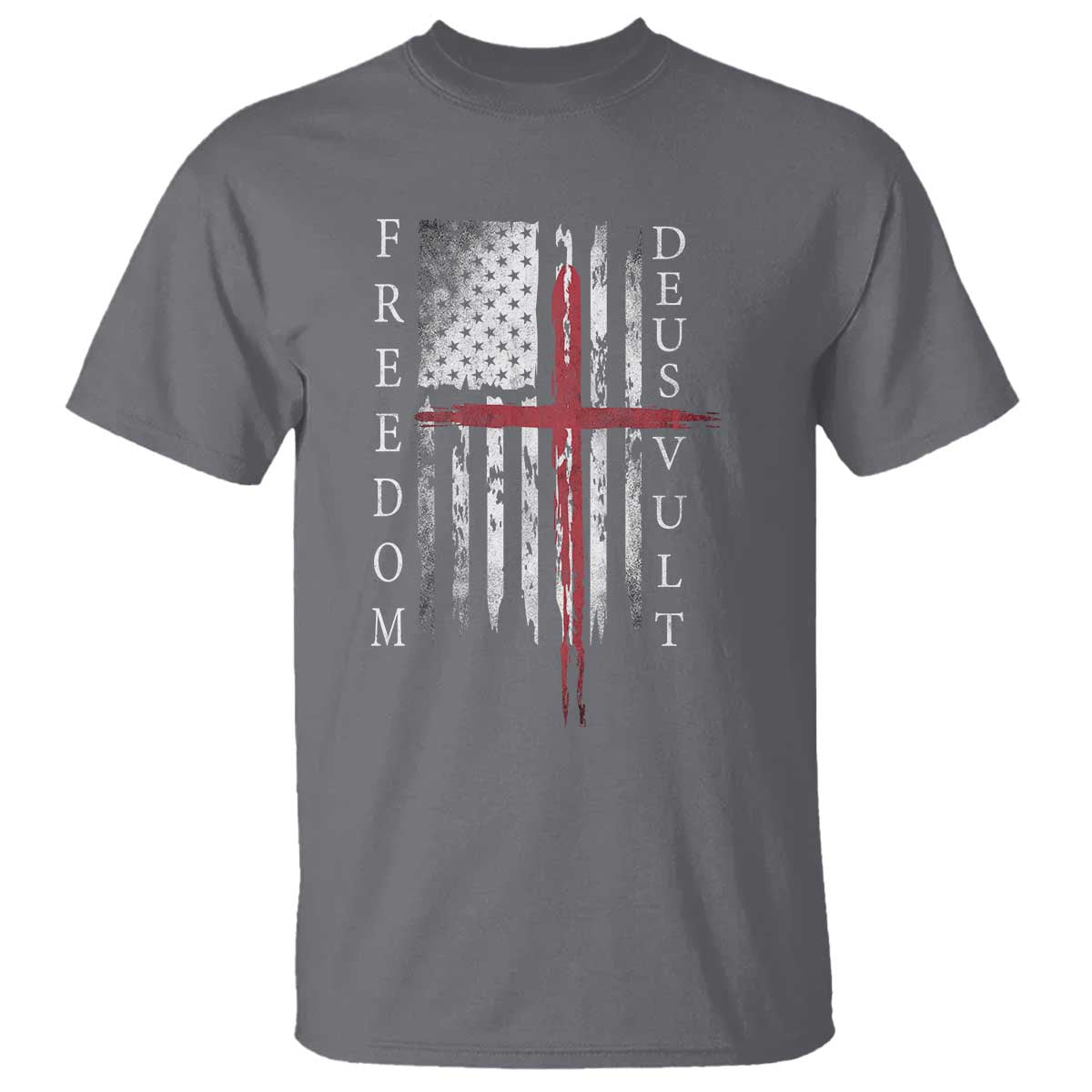 Deus Vult Freedom Catholic Knight Templar American Flag T Shirt