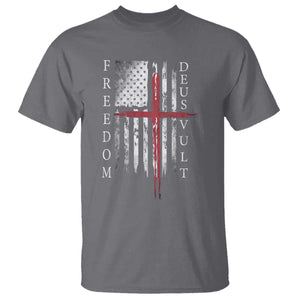 Deus Vult Freedom Catholic Knight Templar American Flag T Shirt
