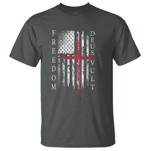 Deus Vult Freedom Catholic Knight Templar American Flag T Shirt