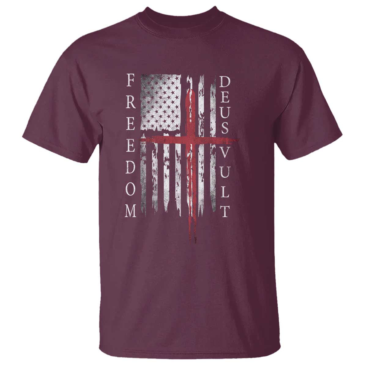 Deus Vult Freedom Catholic Knight Templar American Flag T Shirt