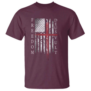 Deus Vult Freedom Catholic Knight Templar American Flag T Shirt