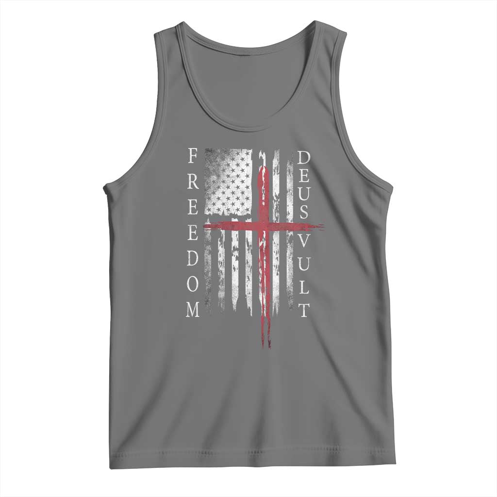 Deus Vult Freedom Catholic Knight Templar American Flag Tank Top