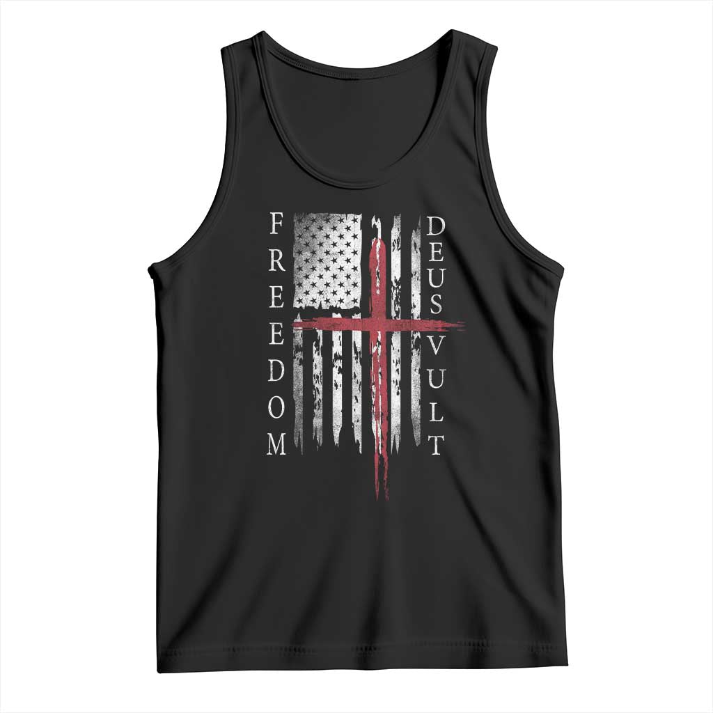 Deus Vult Freedom Catholic Knight Templar American Flag Tank Top