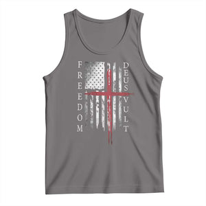 Deus Vult Freedom Catholic Knight Templar American Flag Tank Top