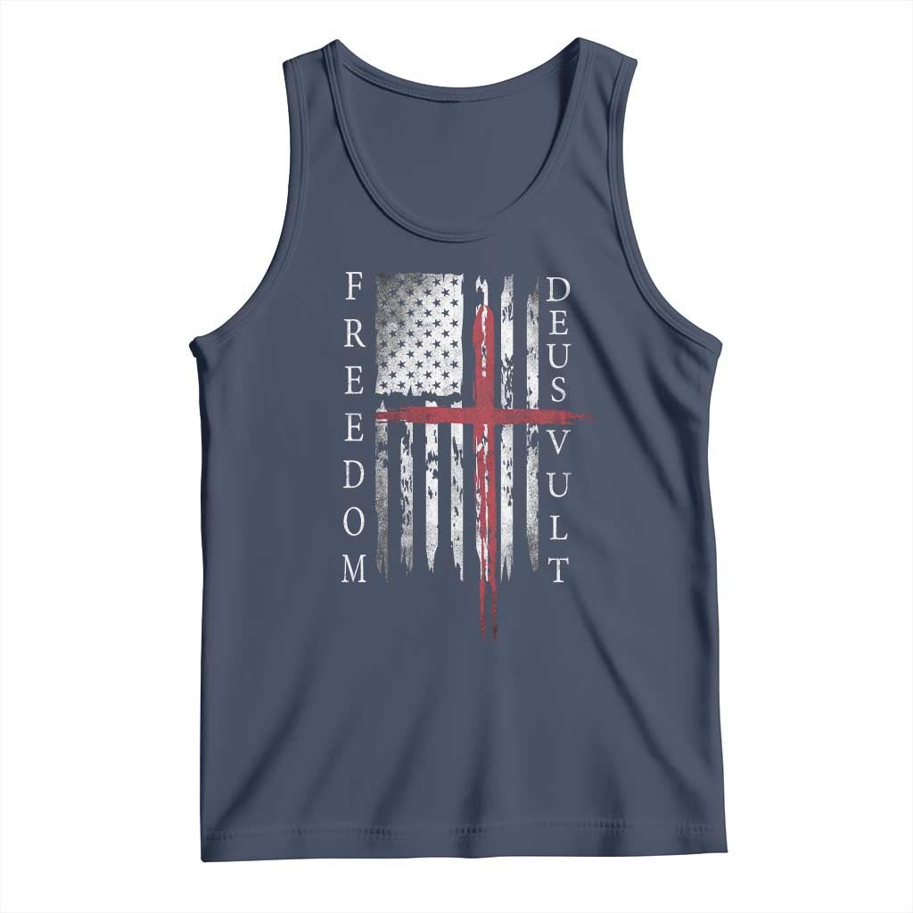 Deus Vult Freedom Catholic Knight Templar American Flag Tank Top
