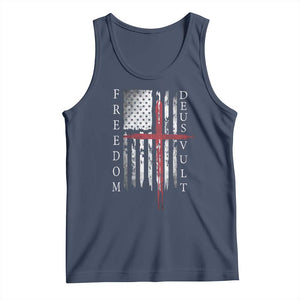Deus Vult Freedom Catholic Knight Templar American Flag Tank Top