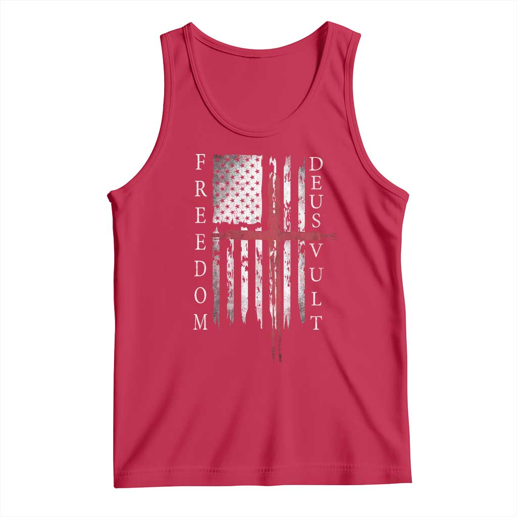 Deus Vult Freedom Catholic Knight Templar American Flag Tank Top