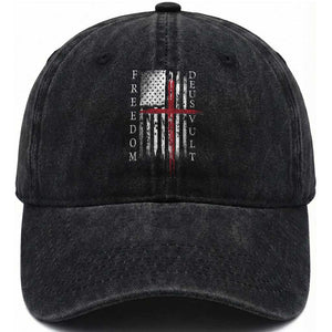 Deus Vult Freedom Catholic Knight Templar American Flag Washed Cotton Baseball Cap