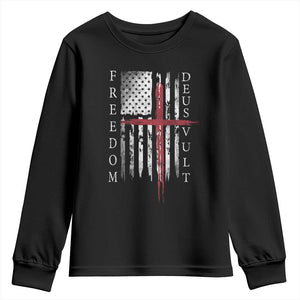 Deus Vult Freedom Catholic Knight Templar American Flag Youth Sweatshirt