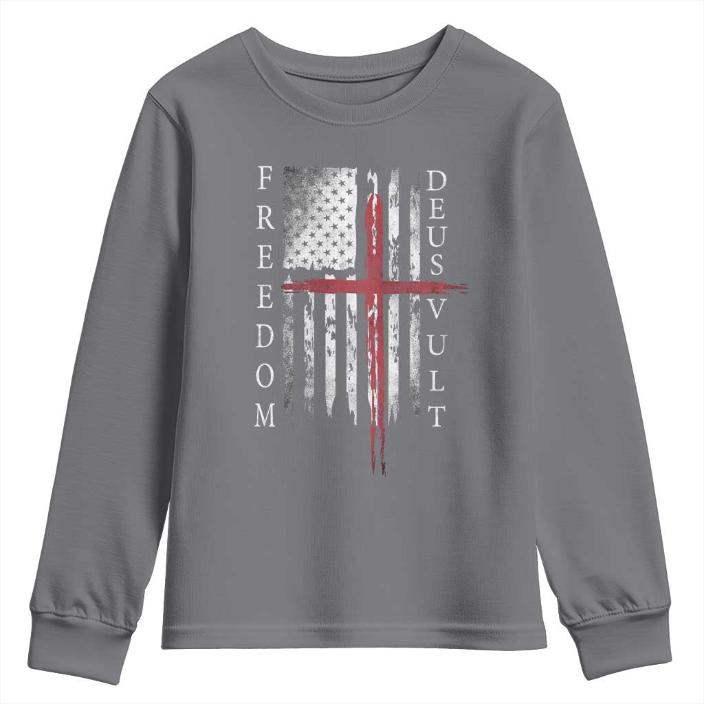 Deus Vult Freedom Catholic Knight Templar American Flag Youth Sweatshirt