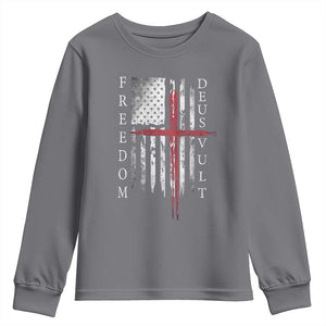 Deus Vult Freedom Catholic Knight Templar American Flag Youth Sweatshirt