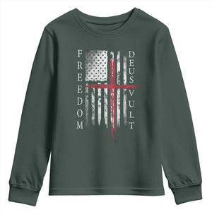 Deus Vult Freedom Catholic Knight Templar American Flag Youth Sweatshirt