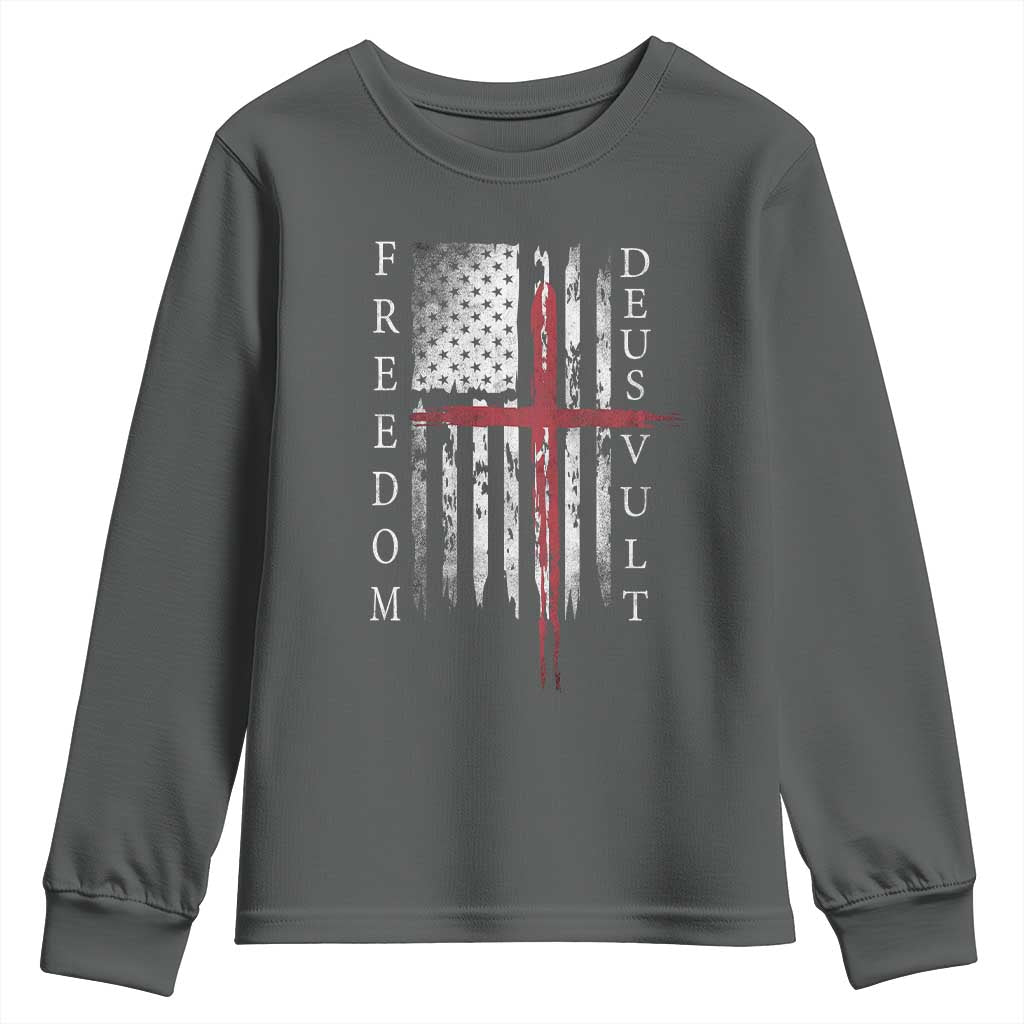 Deus Vult Freedom Catholic Knight Templar American Flag Youth Sweatshirt