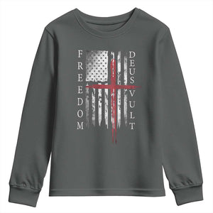 Deus Vult Freedom Catholic Knight Templar American Flag Youth Sweatshirt