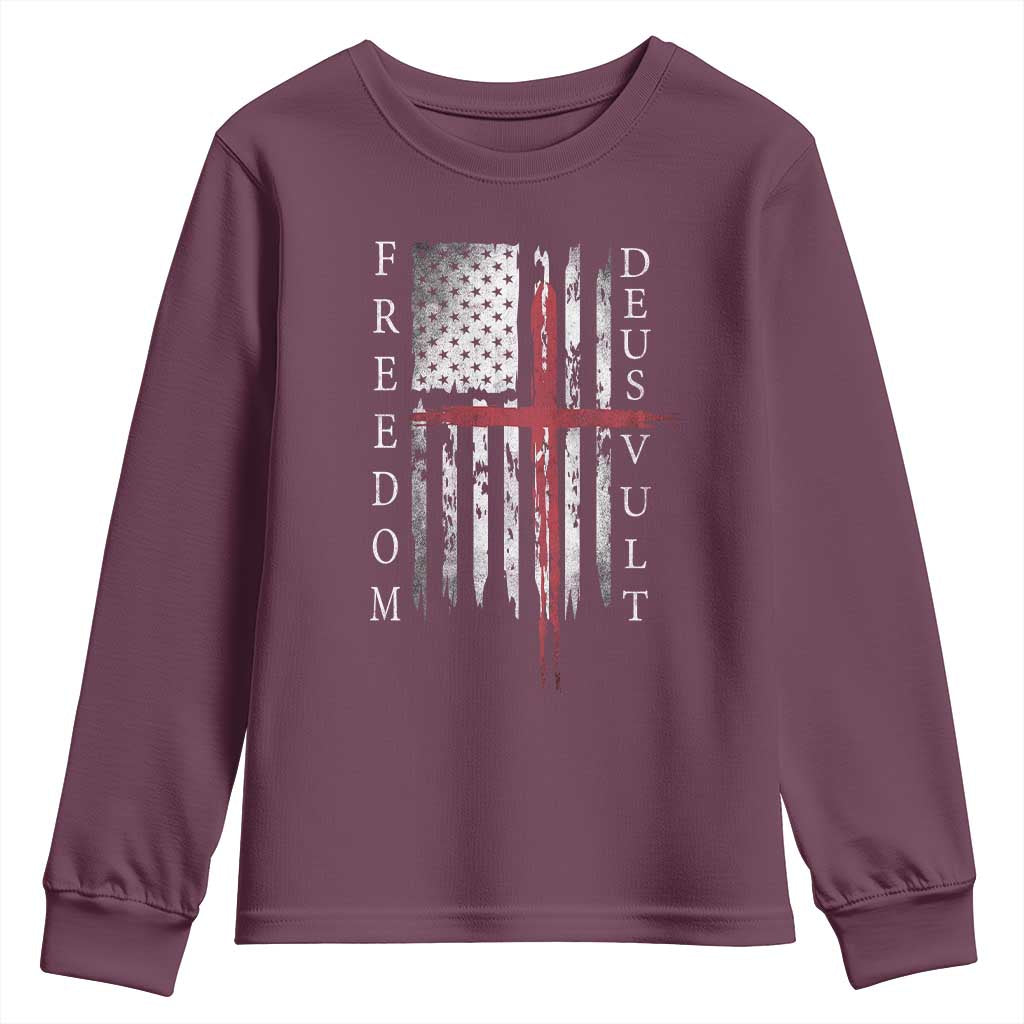 Deus Vult Freedom Catholic Knight Templar American Flag Youth Sweatshirt