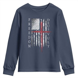 Deus Vult Freedom Catholic Knight Templar American Flag Youth Sweatshirt