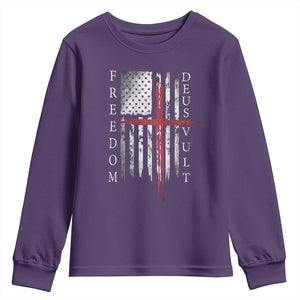 Deus Vult Freedom Catholic Knight Templar American Flag Youth Sweatshirt