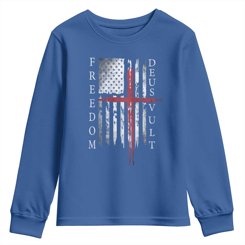 Deus Vult Freedom Catholic Knight Templar American Flag Youth Sweatshirt
