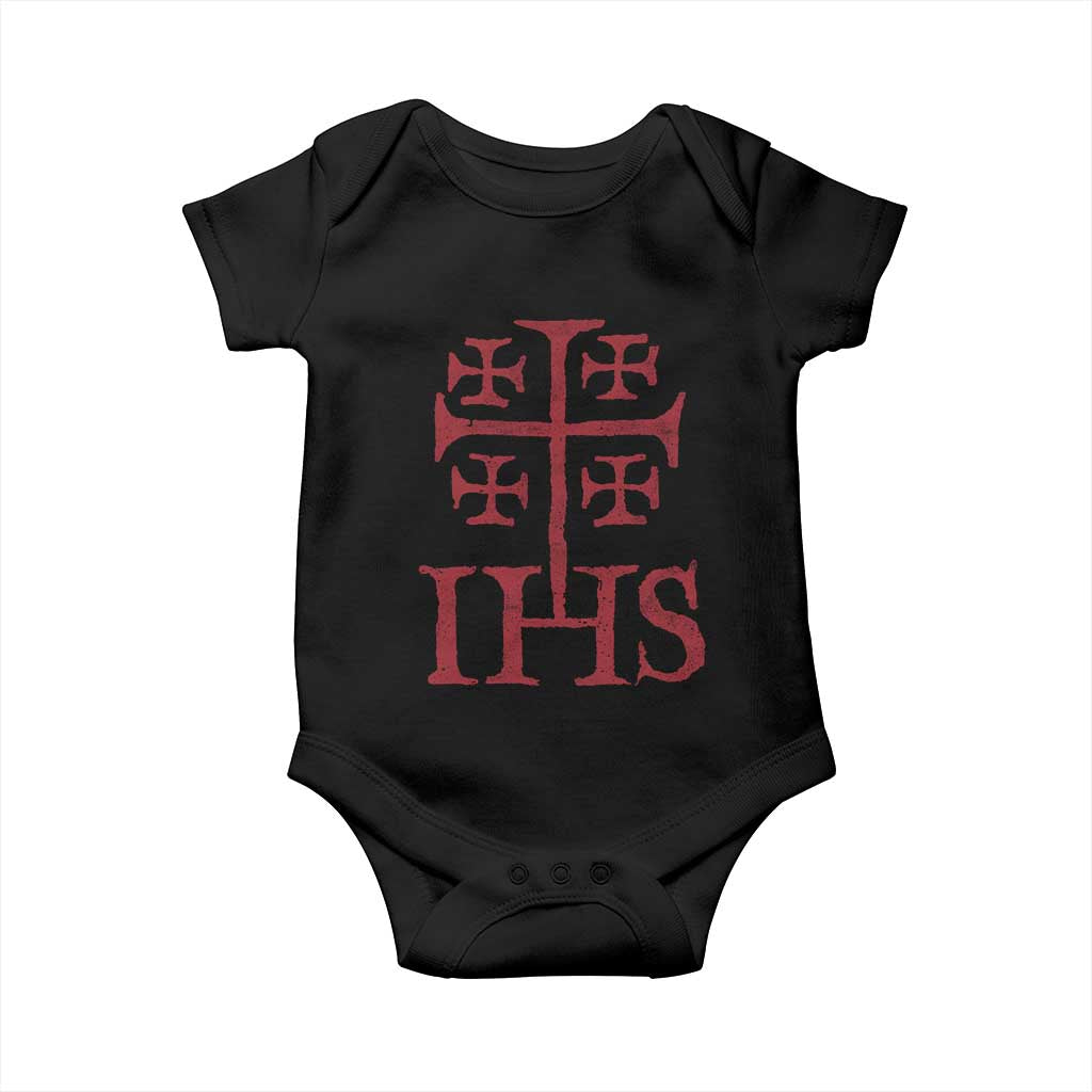 IHS Jerusalem Cross Medieval Crusaders Funny Knights Templar Baby Onesie