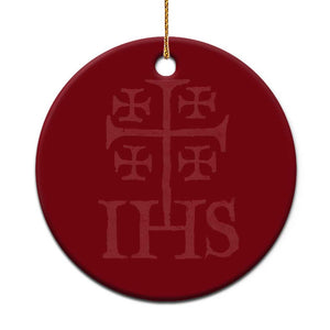 IHS Jerusalem Cross Medieval Crusaders Funny Knights Templar Ceramic Ornament