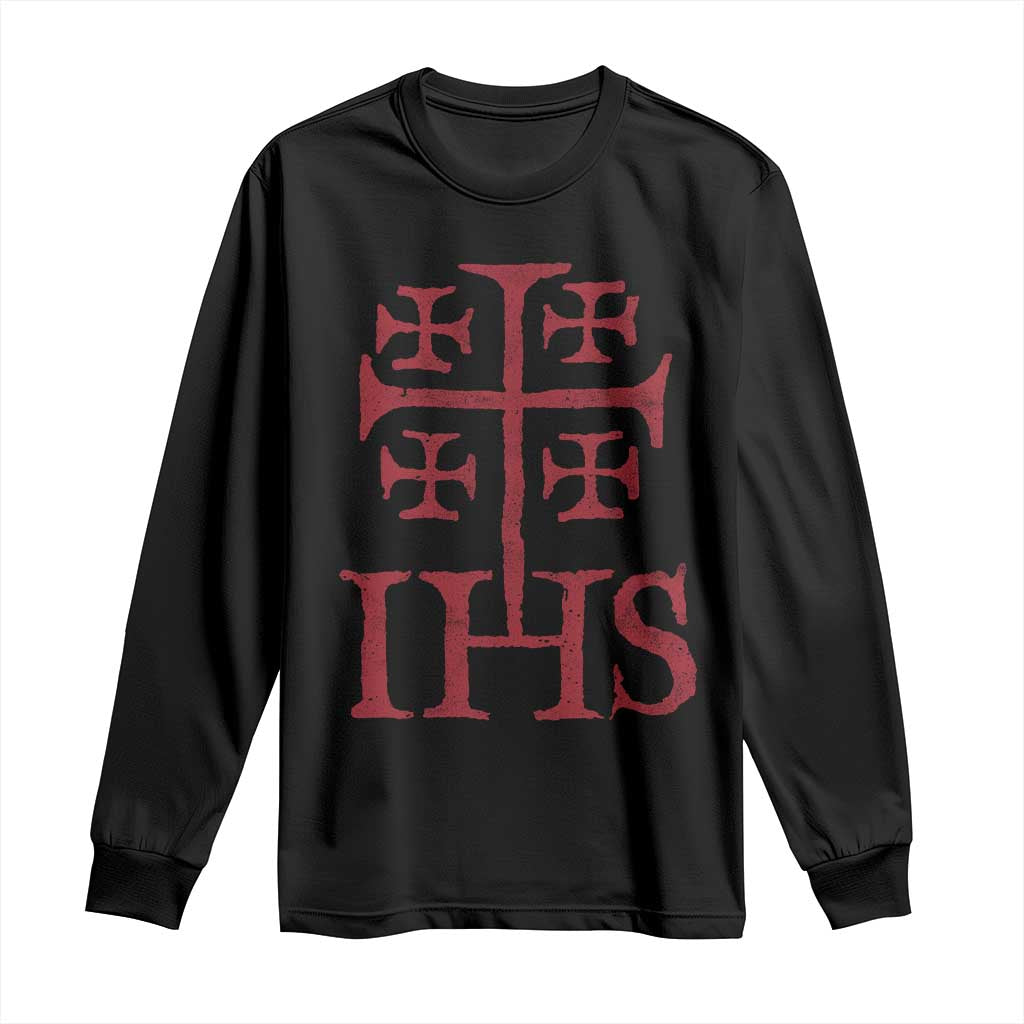IHS Jerusalem Cross Medieval Crusaders Funny Knights Templar Long Sleeve Shirt