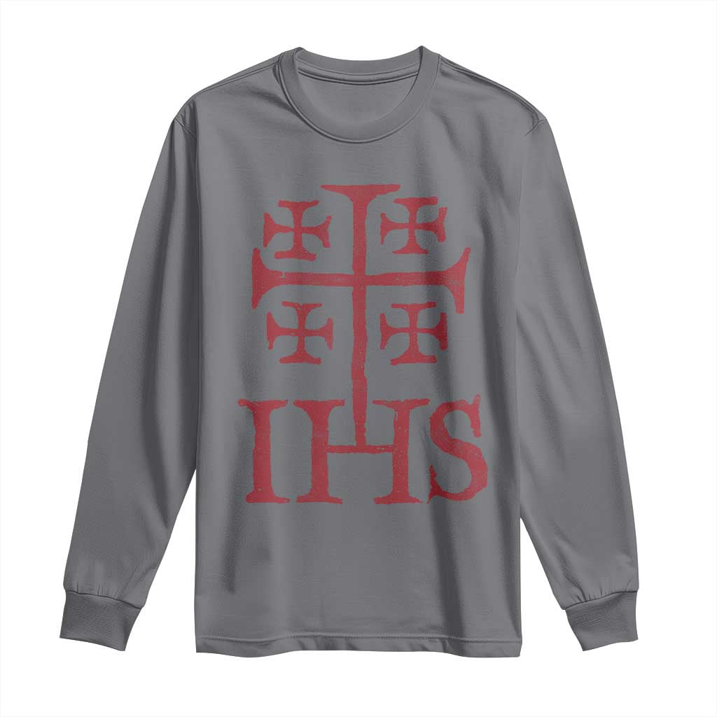 IHS Jerusalem Cross Medieval Crusaders Funny Knights Templar Long Sleeve Shirt