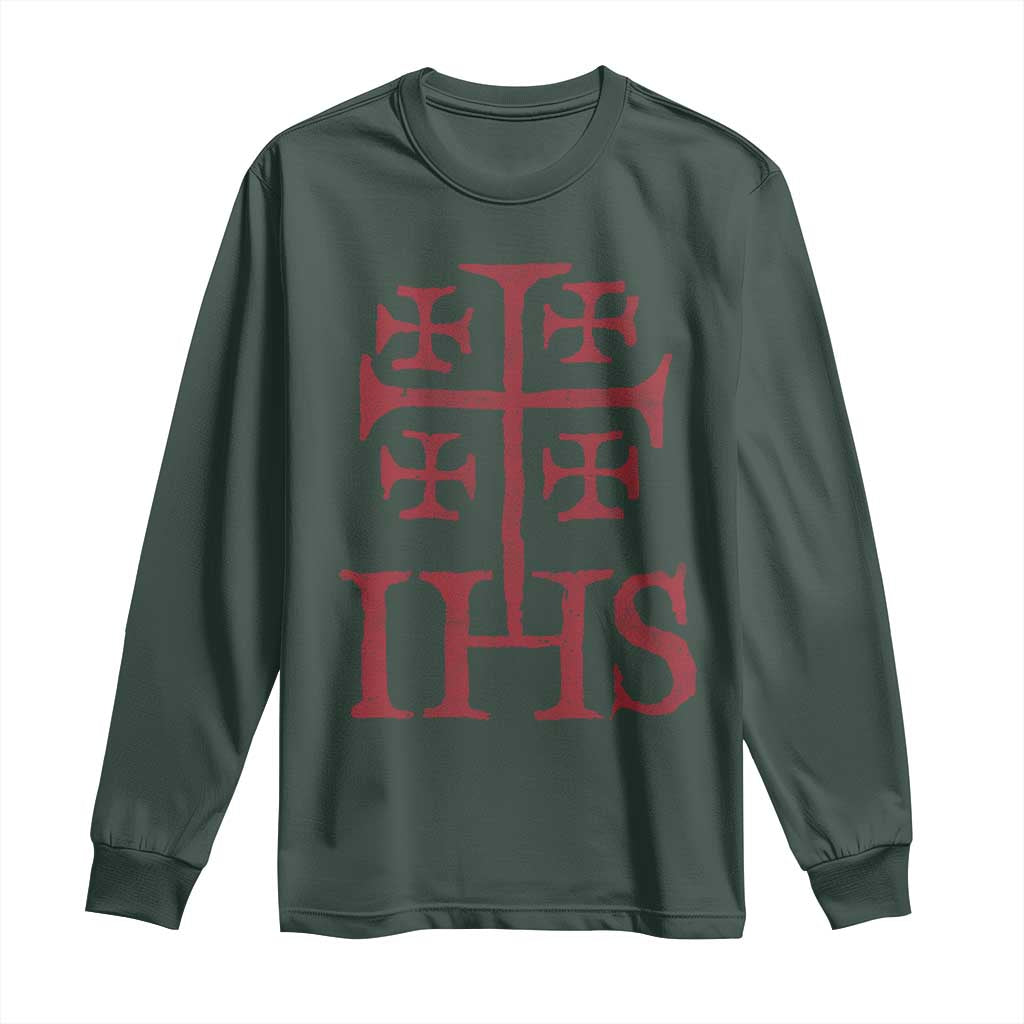 IHS Jerusalem Cross Medieval Crusaders Funny Knights Templar Long Sleeve Shirt