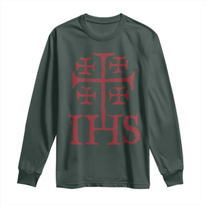 IHS Jerusalem Cross Medieval Crusaders Funny Knights Templar Long Sleeve Shirt