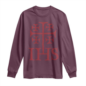 IHS Jerusalem Cross Medieval Crusaders Funny Knights Templar Long Sleeve Shirt