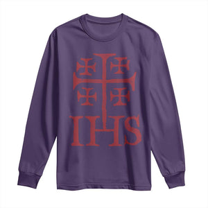 IHS Jerusalem Cross Medieval Crusaders Funny Knights Templar Long Sleeve Shirt