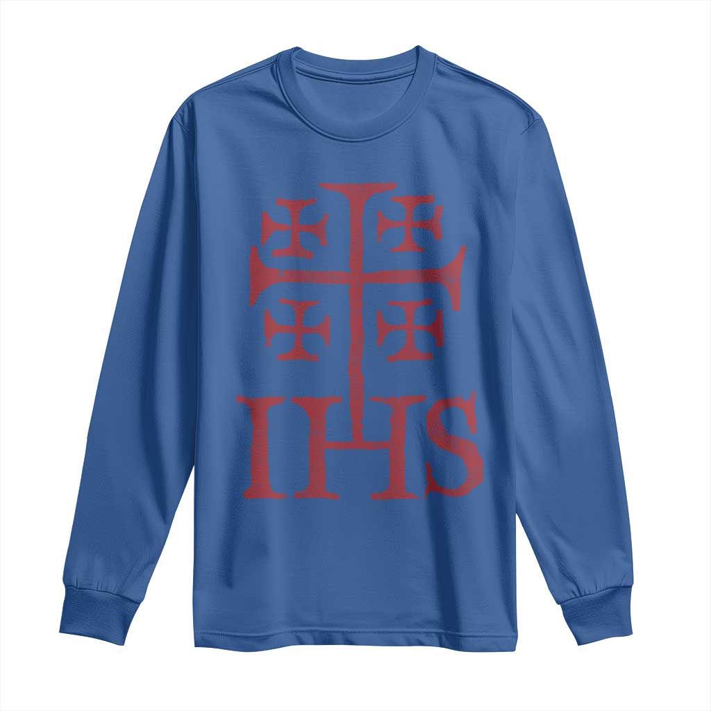 IHS Jerusalem Cross Medieval Crusaders Funny Knights Templar Long Sleeve Shirt