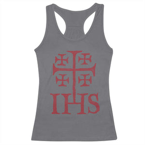 IHS Jerusalem Cross Medieval Crusaders Funny Knights Templar Racerback Tank Top