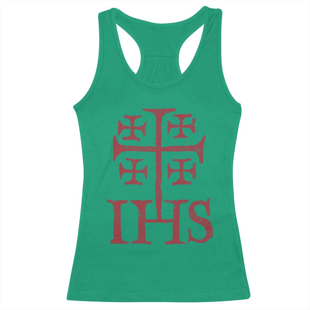IHS Jerusalem Cross Medieval Crusaders Funny Knights Templar Racerback Tank Top