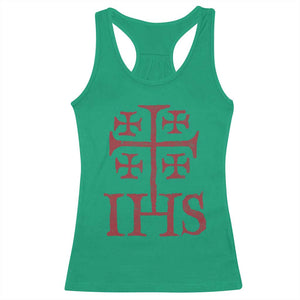 IHS Jerusalem Cross Medieval Crusaders Funny Knights Templar Racerback Tank Top